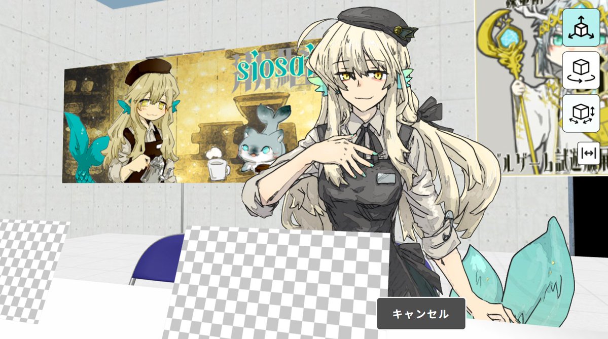 siosiorrr's tweet image. とりあえずバーチャルブースの店番に立ってもらった！
なかなかいい感じ（自画自賛