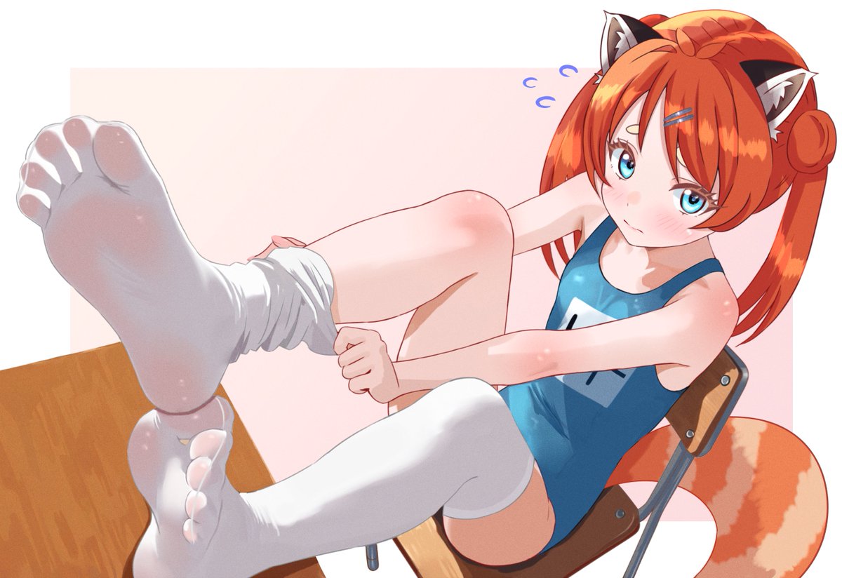 LockonSpace's tweet image. One piece swimsuit with thigh highs, the best swimsuit combination of all time!
Art by @.uroiti
#Toffillust