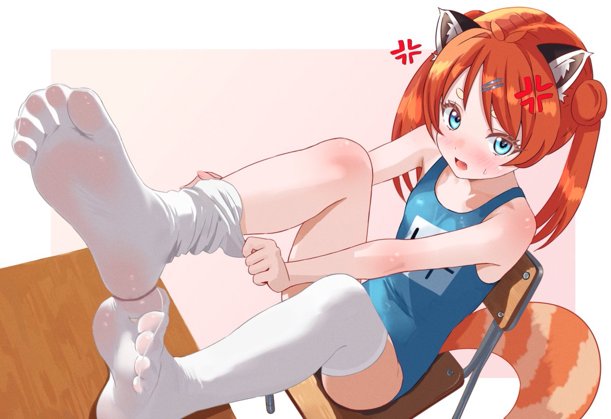 LockonSpace's tweet image. One piece swimsuit with thigh highs, the best swimsuit combination of all time!
Art by @.uroiti
#Toffillust