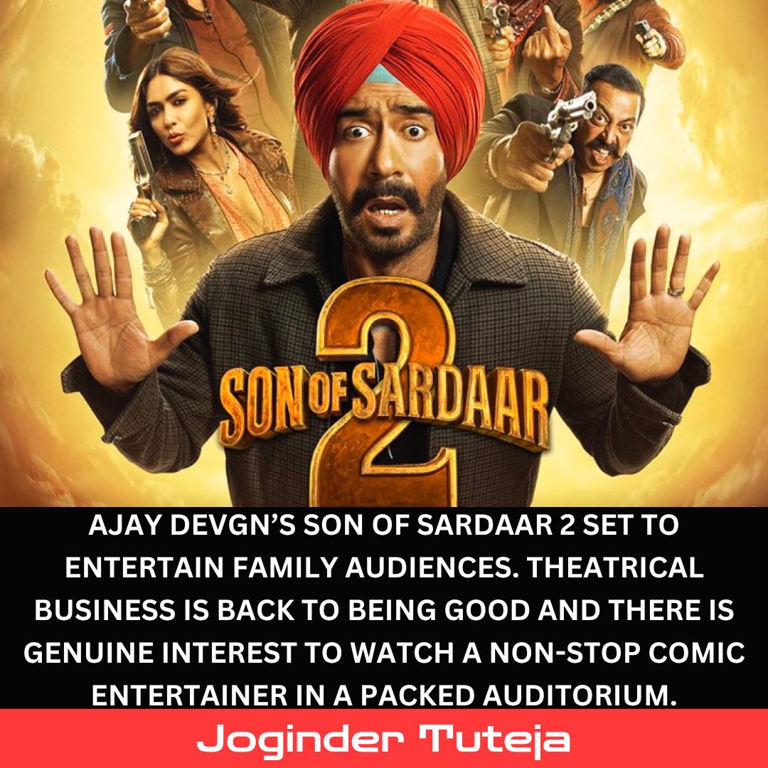 Tutejajoginder's tweet image. #SonOfSardaar2 releases this Friday. The good times are set to continue with #Bollywood as audiences are now getting back to theatres in a big way. #AjayDevgn has a wonderful record when it comes to comedies. This one is gonna be one such “come to theaters just for entertainment”…