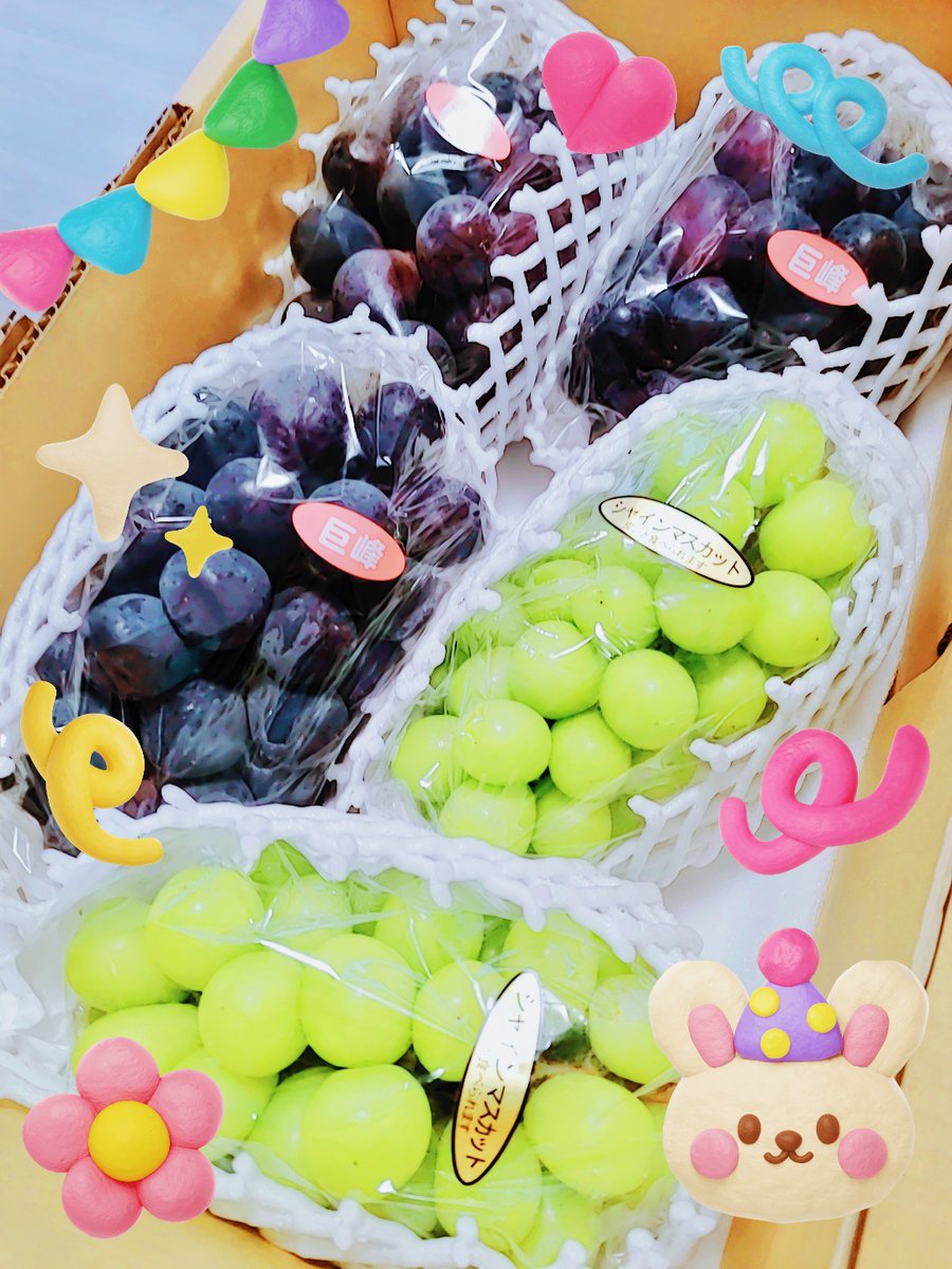 emahourai's tweet image. 蓬莱家にめちゃ美麗なぶどうが届いたので
今日からぶどう祭りです✨