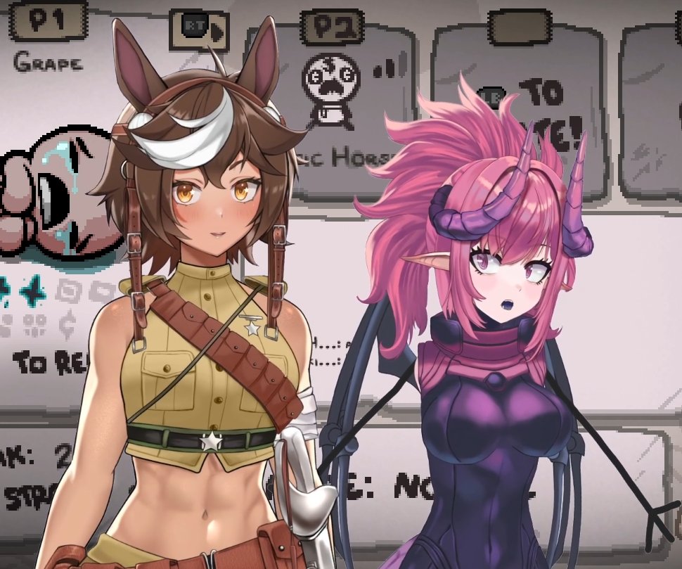 twelbe12's tweet image. was a fun bisaac collab with 
Tomoe Umari, Grape, Eros