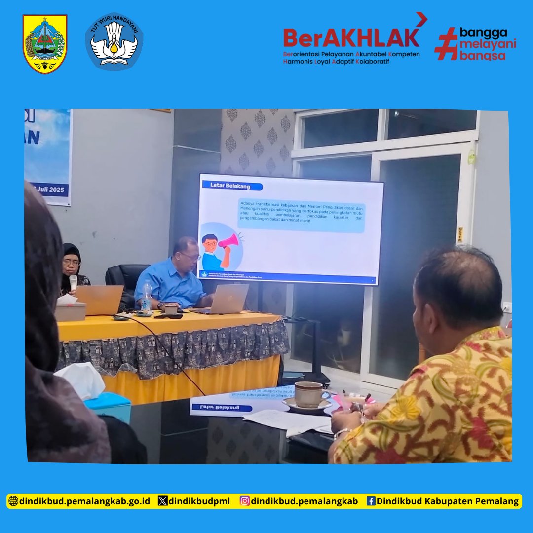 Sabtu, 26 Juli 2025 Dinas Pendidikan dan Kebudayaan Kabupaten Pemalang menyelenggarakan Rapat Koordinasi Pendidikan dalam rangka mengevaluasi dan merencanakan berbagai hal terkait peningkatan mutu Pendidikan yang menjadi kewenangan daerah tahun 2025.
