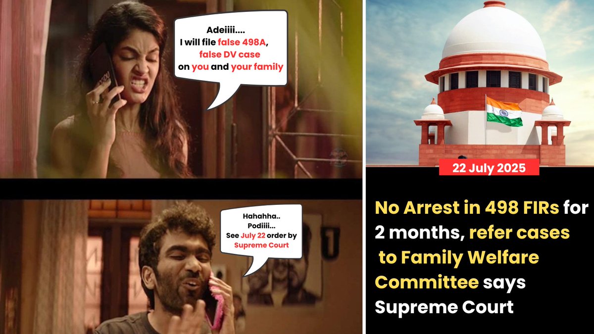 BeingAMale's tweet image. Indian courts are the Kattappa.
Husbands are the Baahubali.
Every case ends in betrayal — not justice.
Divorce is not freedom. It’s a ₹₹₹ transaction.
He loses money, home, child — and sometimes, life.
#NeeyaNaana #Repeal498A