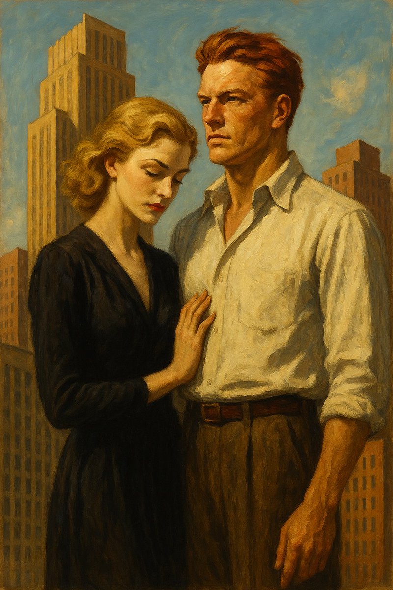 Aureliaa____'s tweet image. I asked an AI to draw Howard Roark and Dominique, and my friends this is exactly how I imagined them.

#Thefountainhead