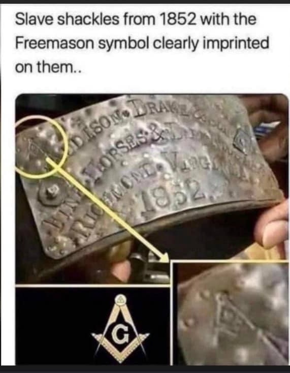 duncan_shona's tweet image. Freemasonry slave shackles. Even early on the brotherhood was involved in human trafficking.