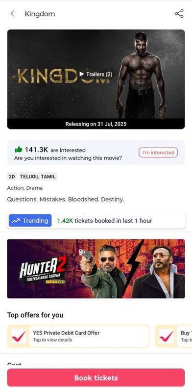 chaithu_dhfm's tweet image. #Kingdom Hyderabad city bookings opened