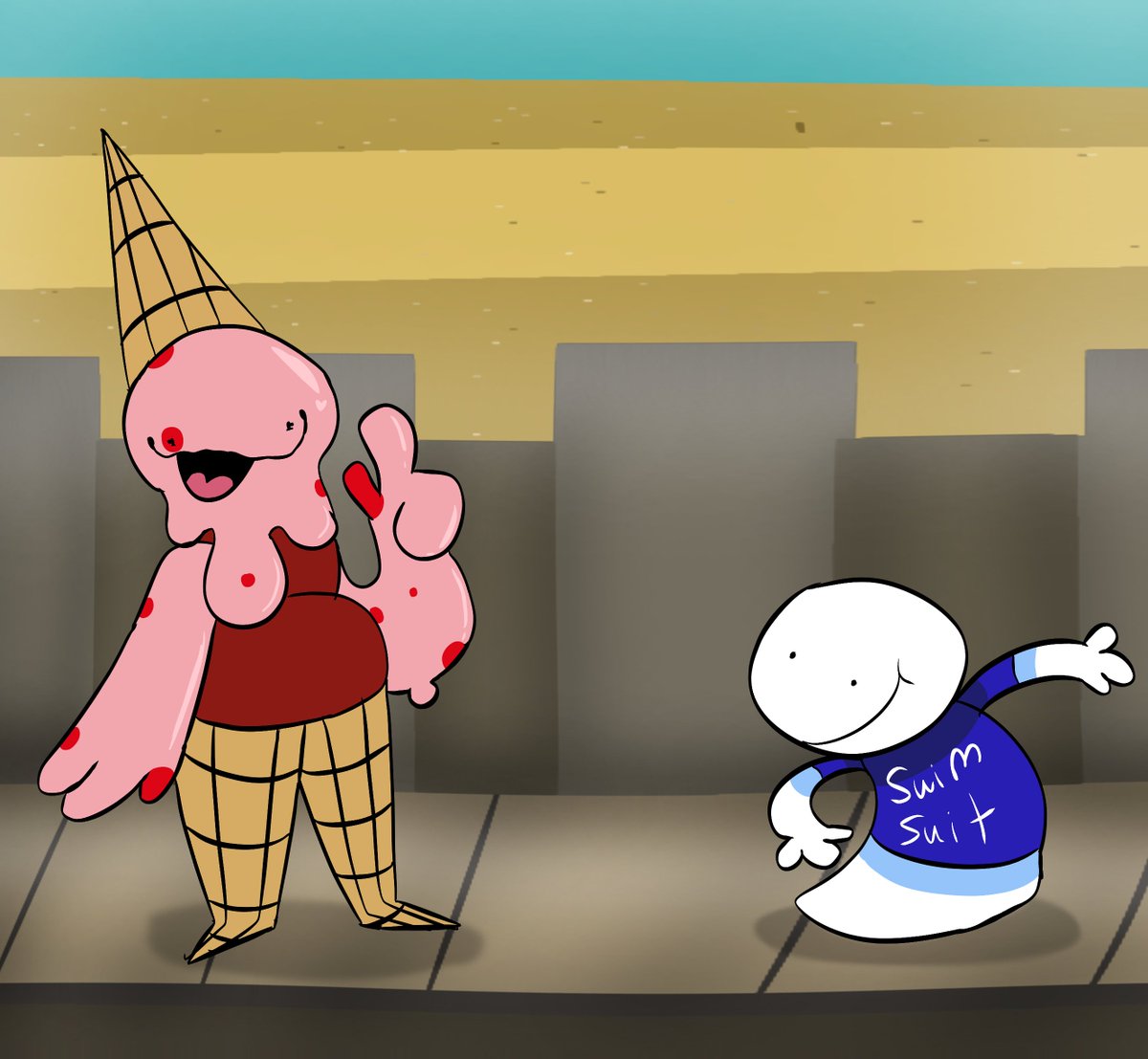 Straw_Zardy's tweet image. Some fan concept art I made for @VsBobDeluxe for the funsies. This isn't official, but I thought of this and had to draw it before the idea flew away. Bob and Ice cream.
#FridayNightFunkin #BobsOnslaught #FNF