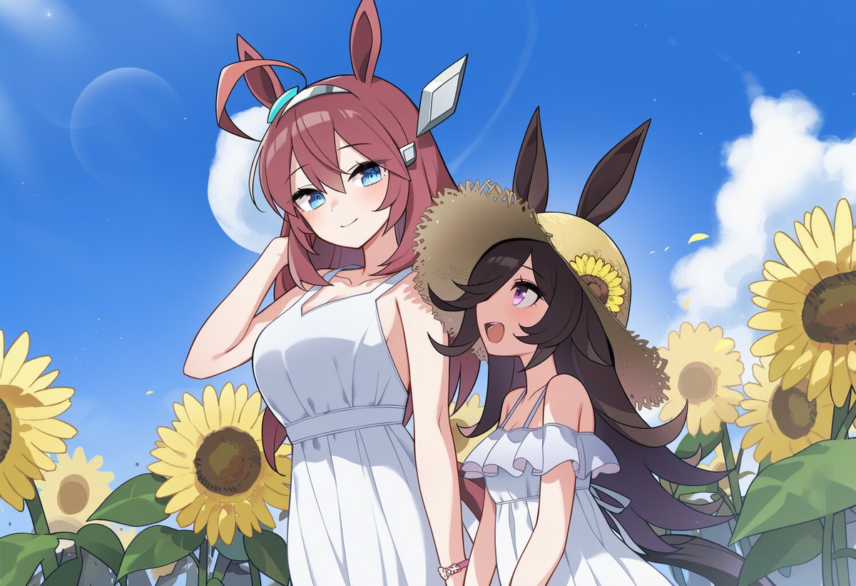 RamonuLover's tweet image. #AIイラスト #AIart #NovelAI #NAI #ウマ娘 #ミホノブルボン #ライスシャワー
夏、ひまわり。