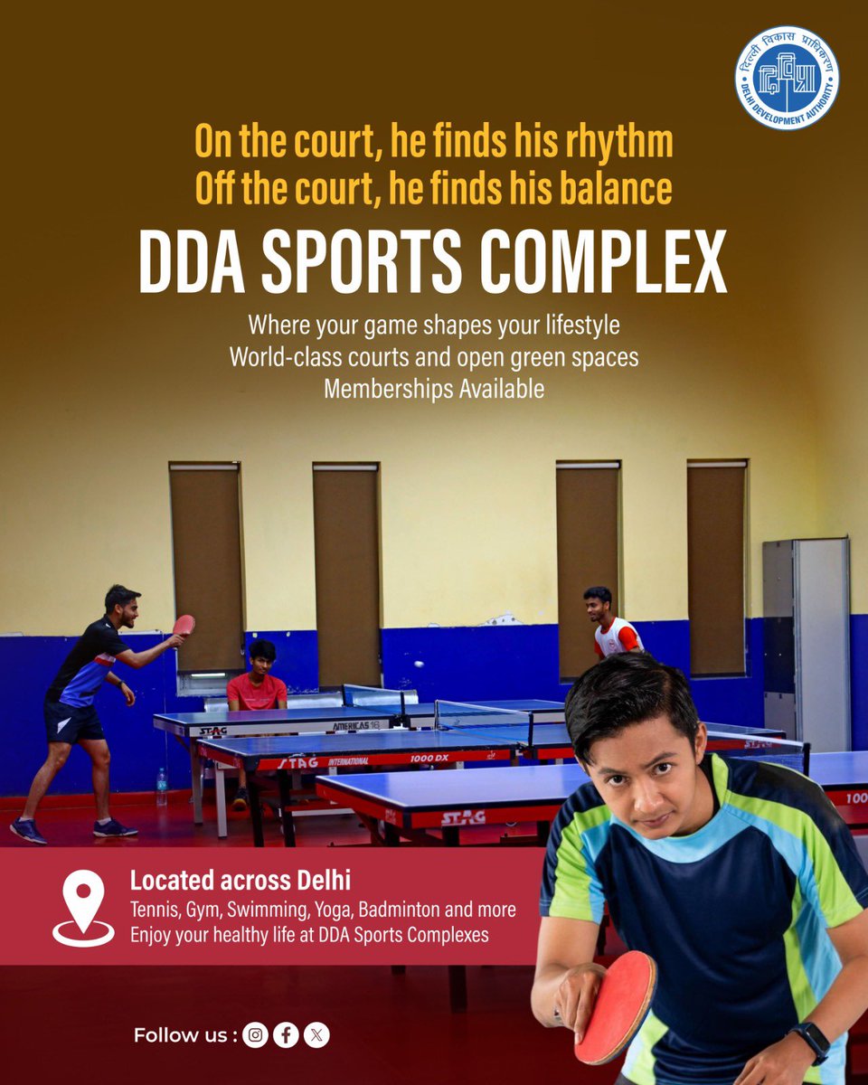 official_dda's tweet image. He’s not just playing tennis he’s playing for a healthier body, a focused mind, and a happier life
At DDA Sports Complexes, sports go beyond the court they bring balance to personal and professional life.
Enjoy your healthy life at #DDA Sports Complexes.