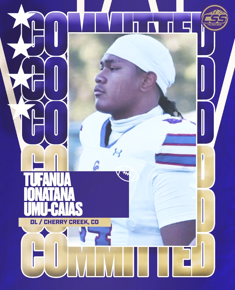 CSS College (@css_college) on Twitter photo Tufanua Ionatana Umu-Cais, the top prospect in Colorado and a 4-star defensive lineman, has committed to <a href="/UW_Football/">Washington Football</a>.
It's a big get for the Huskies, adding a top defensive lineman from the 2026 class
Photo by Michael Bruntz/247Sports
#GoHuskies #AllAboutTheW #PurpleReign ☔️ Tufanua Ionatana Umu-Cais, the top prospect in Colorado and a 4-star defensive lineman, has committed to <a href="/UW_Football/">Washington Football</a>.
It's a big get for the Huskies, adding a top defensive lineman from the 2026 class
Photo by Michael Bruntz/247Sports
#GoHuskies #AllAboutTheW #PurpleReign ☔️