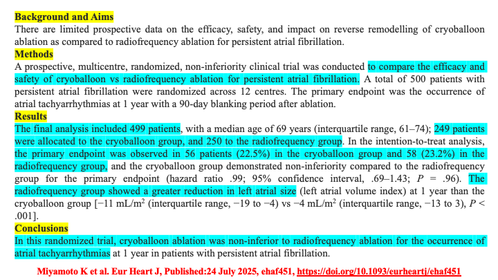 drraviele's tweet photo. 📌#RandomizedTrial
👉 #Cryoballoon non⬇️to #radiofrequency #ablation
in persistent AF
#EPeeps #WomeninEP #afib #CardioTwitter #MedTwitter @PrashSanders @Dominik_Linz @ManlioMarquez @yolyabreuh @DrJasonAndrade @DhirajGuptaBHRS @jacabreracardio @ALFIEEP1 @tomdepotter @EduardoSaad3 https://t.co/VyVNcoXZiA
