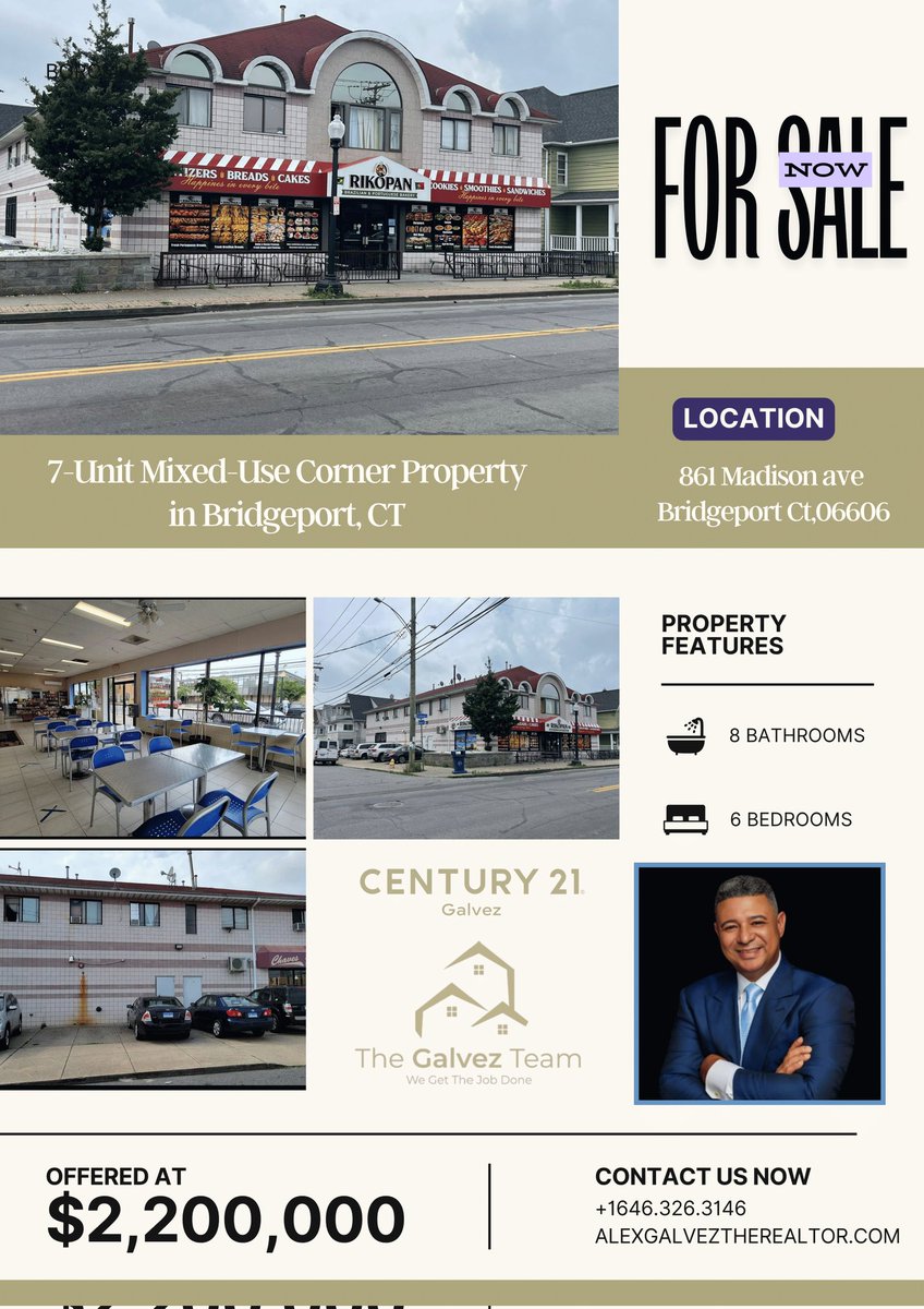 alexandergp3000's tweet image. 🏢 Prime 7-Unit Mixed-Use Property in Bridgeport, CT! 💼✨

📞 Phone: +1 (646) 326-3146
🌐 Website: alexgalveztherealtor.com
.
.
#BridgeportRealEstate #MixedUseProperty #ForSaleCT #Century21Galvez 
#LaVeladaDelAnoV 
#BBNaija 
#VoleiNoSporTV 
#LadyRacista