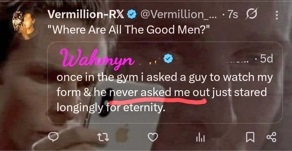 Vermillion_Rx's tweet image. Some of you ladies want men to constantly think with their 🌭 and then lament the lack of action you could have taken yourself