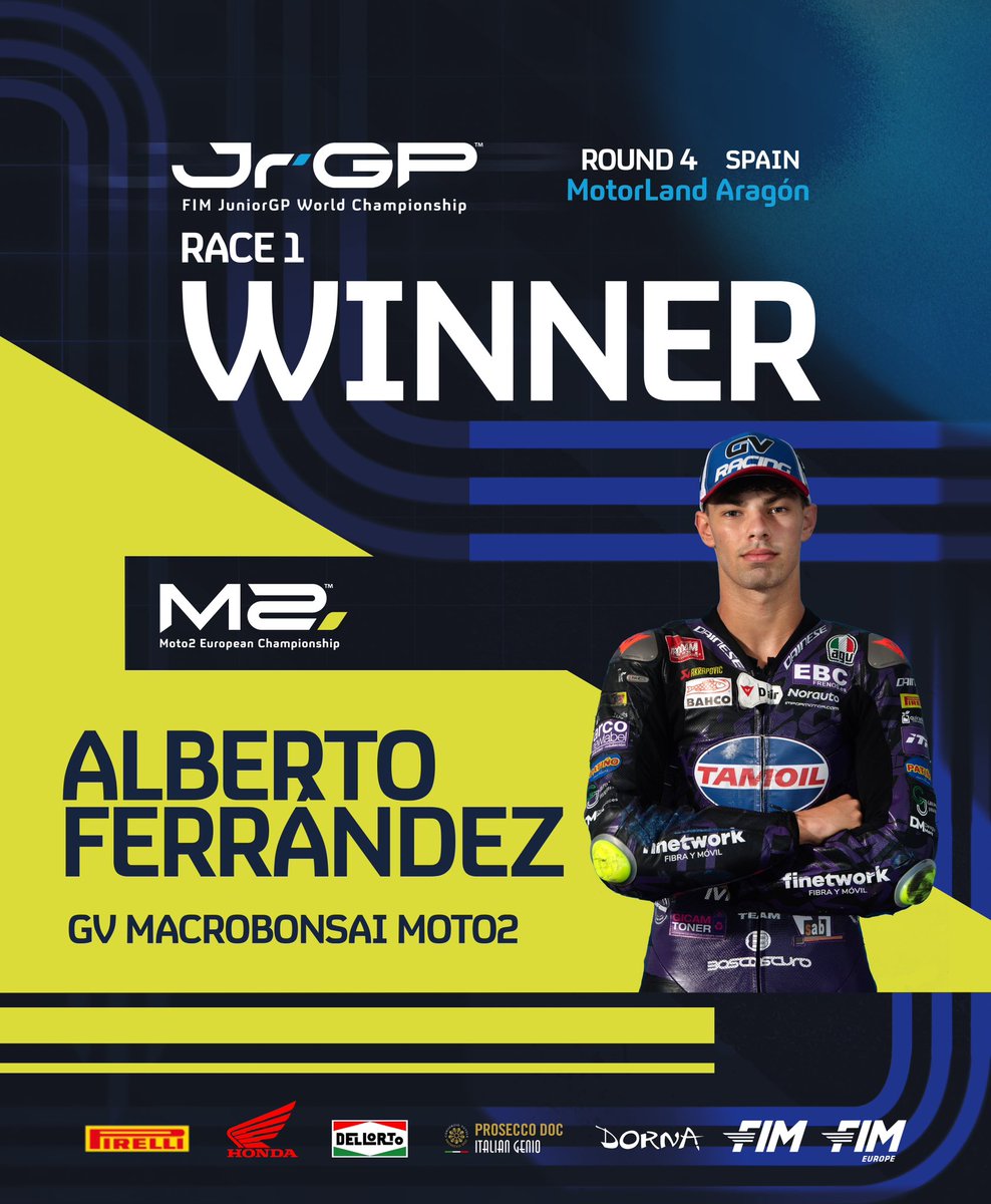 JuniorGP's tweet image. The championship fight is heating up! 🔥
Alberto Ferrández storms to his 3rd #Moto2ECh victory of the season 🥇
#RoadToMotoGP🏁