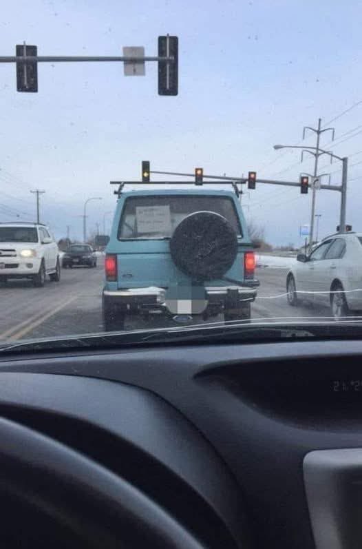 4) As I was pulling into work, I was following this car. The sign in the back window says, “Learning Stick, sorry for any delay.”
Knowing this information, I was very patient with their slow shifting, and honestly, they were doing pretty well for still learning. Then I asked
