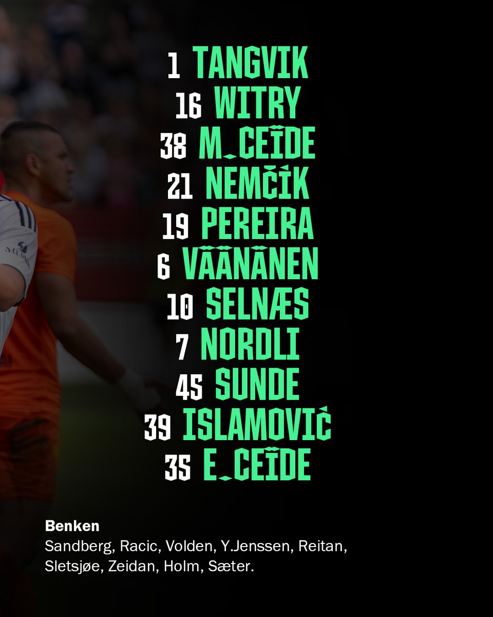 𝐑𝐨𝐬𝐞𝐧𝐛𝐨𝐫𝐠-𝐥𝐚𝐠𝐞𝐭 🖤🤍

Simen Bolkan Nordli debuterer fra start for Rosenborg når Tromsø gjester Lerkendal. Avspark er klokken 14:30 og kampen vises på TV2 Play.

🎟️ rbk.no/billett