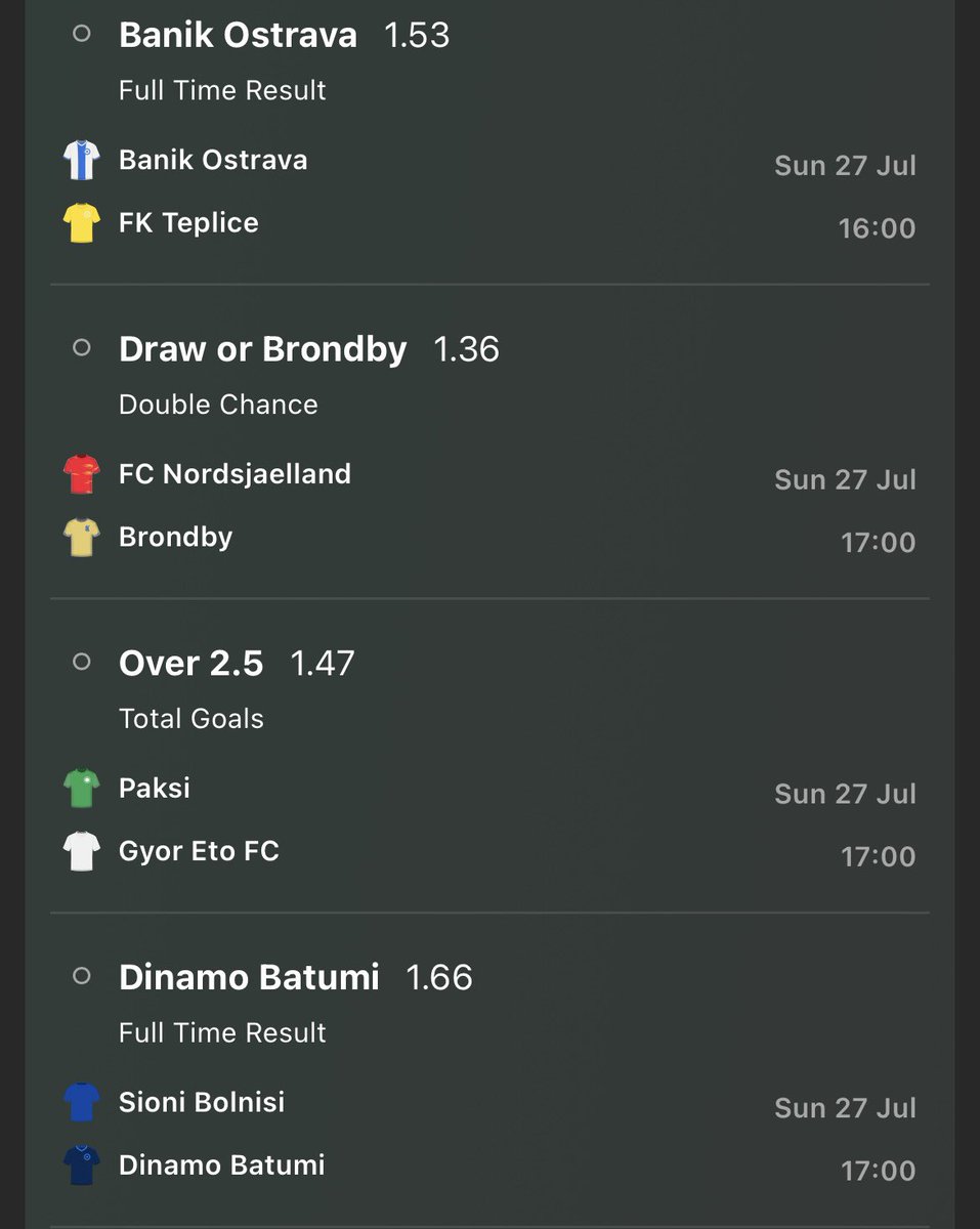 hunter_bookie's tweet image. Sunday ACCA
#BetSlip #Matchday #FootballBets #BettingTips #WinningSlip #SundayPicks #BettingExpert #FootyTips #OddsOnFire #DailyBets #RiskAndReward #HighStakes #TrustTheProcess #SmashTheSlip #AllInOrNothing
Free Telegram Channel
t.me/+hSfImejdeP4wY…