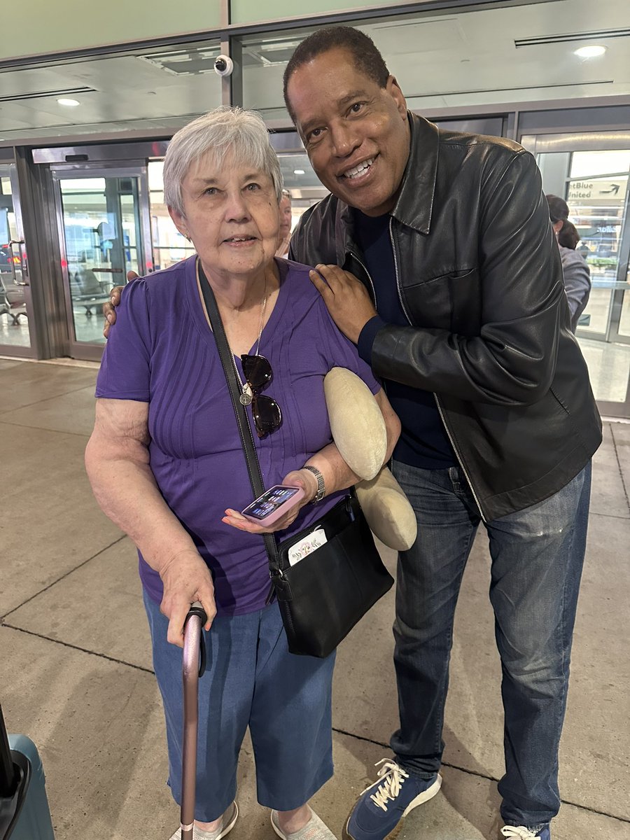 Yesterday on a plane, I met Pat, this sweet lady.

Pat: “I know you. I’ve seen you on Fox News. You’re John Elway.”

Elder: “No, I’m Larry Elder. John Elway was the quarterback of the Denver Broncos, won 2 Superbowls…and he’s white. Other than that, you nailed it!”
