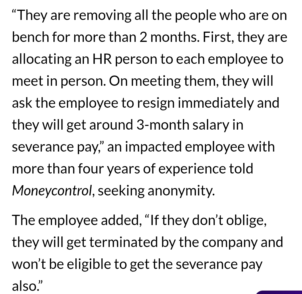 upadhyay_harsh1's tweet image. TCS to lay off ~12,000 employees
=> TCS CEO K Krithivasan clarified that the layoffs were not triggered by AI replacing jobs but were based on strategic feasibility and skill alignment.
=> Employees allege forced resignation.
Source: Moneycontrol