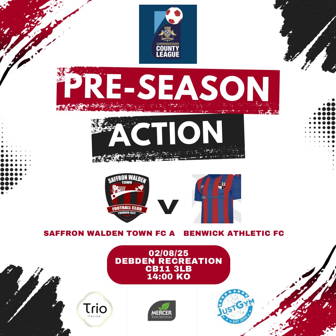 Not long now until the lads get a taste again for match day as we host <a href="/CambsLeague/">Cambs County League</a> 1B side <a href="/benwickfc/">Benwick Athletic FC (CHRISTCHURCH)</a> this Saturday 2nd August in our 1st pre-season friendly 🔴⚫️