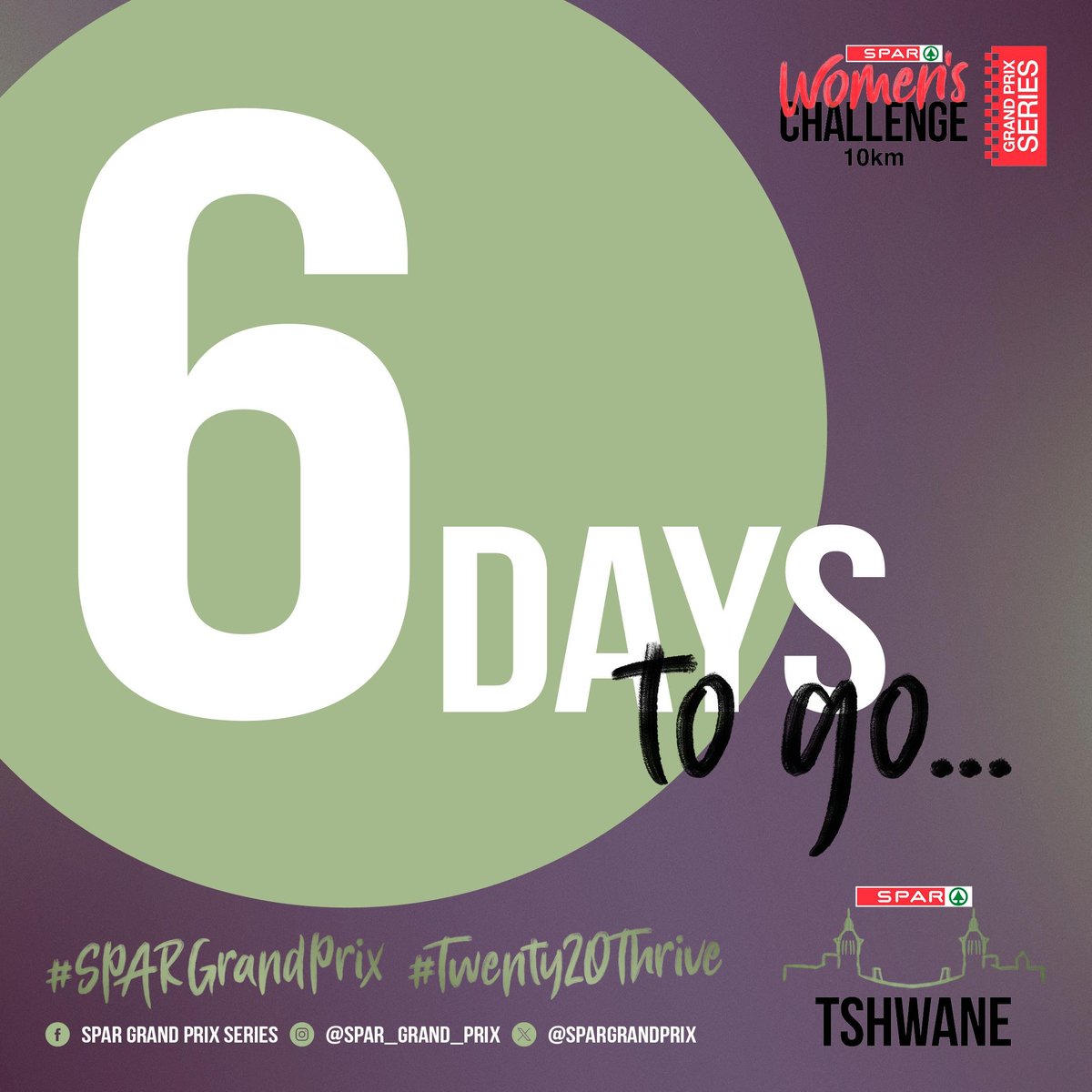 SPAR Grand Prix (@spargrandprix) on Twitter photo The countdown is real..... We have 6 days to go before the most beautiful road race in the Capital.... The <a href="/SPARWomensPta/">SPAR Women's Challenge Tshwane</a> and 3rd #SPARGrandPrix series race of 2025! #Twenty20Thrive The countdown is real..... We have 6 days to go before the most beautiful road race in the Capital.... The <a href="/SPARWomensPta/">SPAR Women's Challenge Tshwane</a> and 3rd #SPARGrandPrix series race of 2025! #Twenty20Thrive