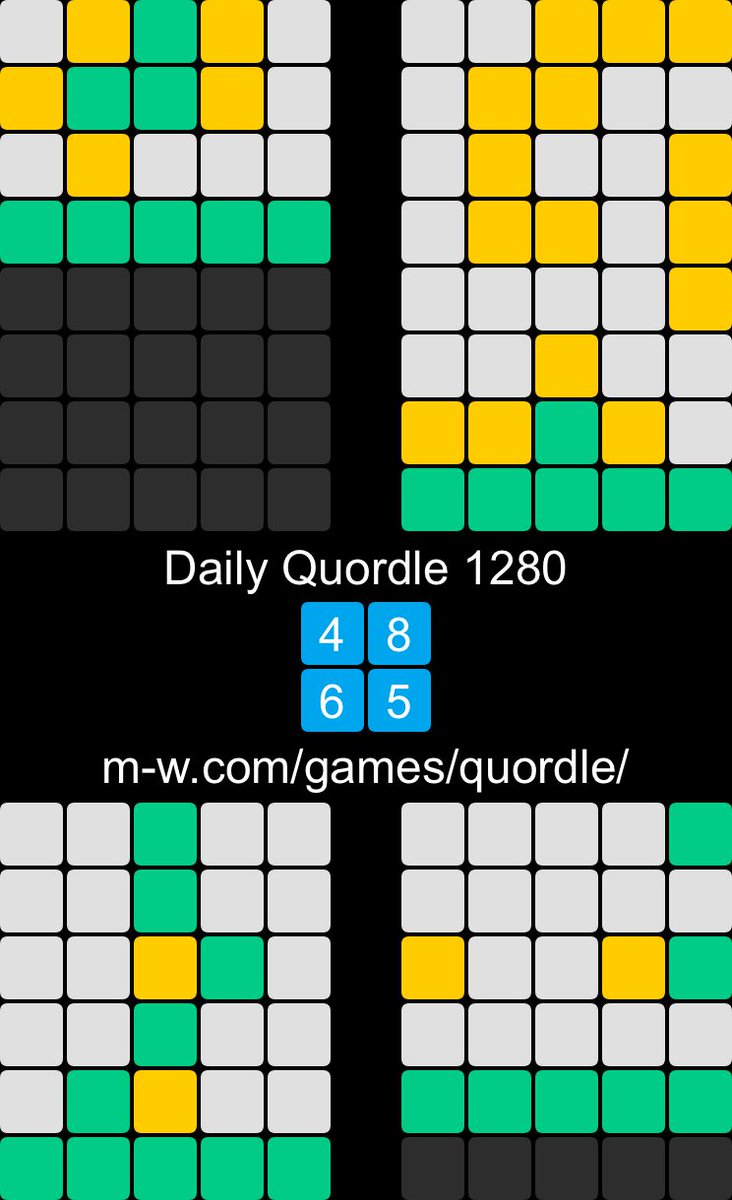 RyanBartholomee's tweet image. 🙂 Daily Quordle 1280
4️⃣8️⃣
6️⃣5️⃣
m-w.com/games/quordle/