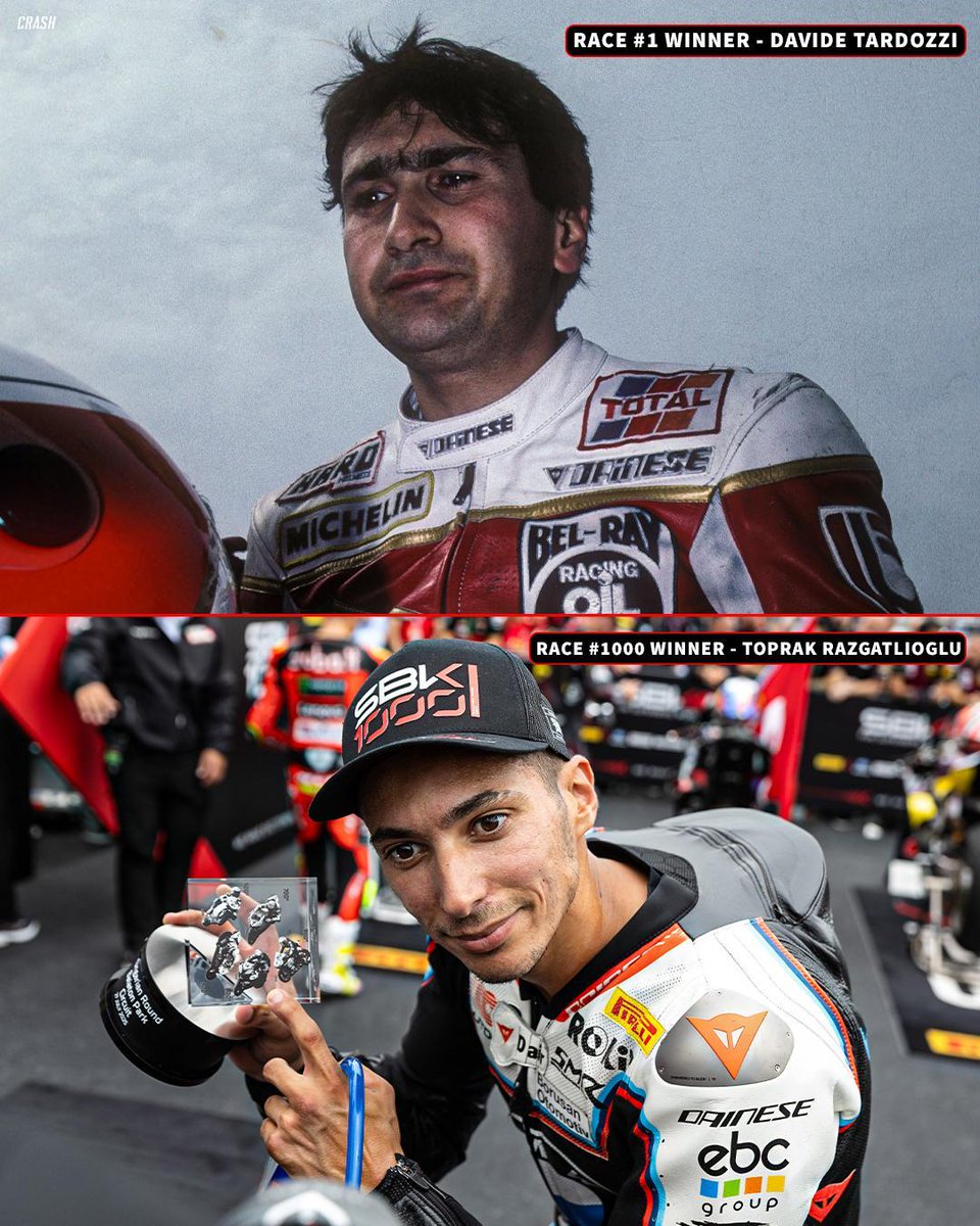 crash_motogp's tweet image. Time flies ⌛ Davide Tardozzi took victory in the first ever WorldSBK race in 1988 ➡️ Toprak Razgatlioglu wins race 1000 in the series 🏆

#WorldSBK