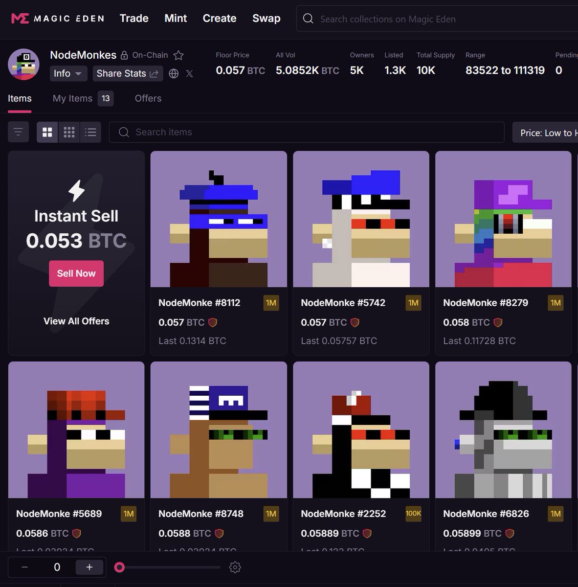 Wait… the first-ever 10K collection on Bitcoin is sitting at around 1.7 ETH, while Moonbirds are still holding a 2.3 ETH floor? 😂

Nodemonkes are criminally undervalued right now. The market has no clue what’s coming.