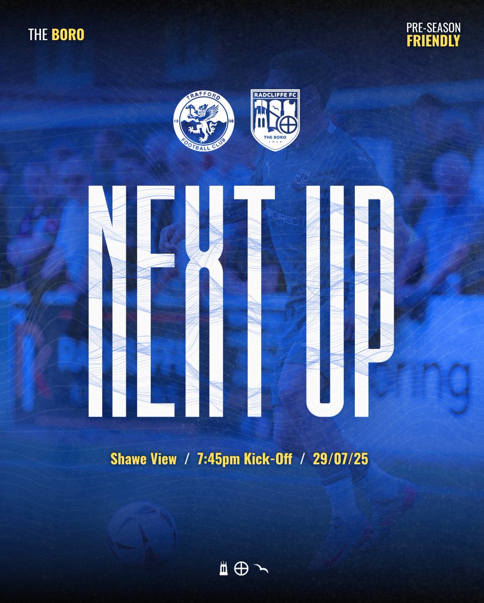 radcliffeboro's tweet image. Taking on Trafford this Tuesday 👊

🆚 @FCTrafford 
📍 Shawe View
⏰ 7:45pm kick-off
🎟️ bit.ly/4mhwHXf

#WeAreRadcliffe #UTB