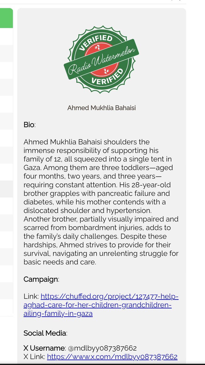 Help our brother Ahmad through such dire situation
Together we can 
#Viva🍉 
#VerifiedByRadioWaterMelon 
#DonateBoost 
#LifelineToGaza 
#SOSGaza 
Together we help them survive