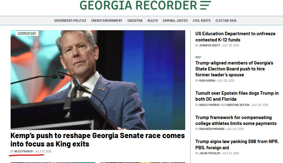 NilesGApol's tweet image. We love waking up to ourselves on the home page 😊 

My latest for the @GeorgiaRecorder on the #GASen race and the GOP drama unfolding behind the scenes: georgiarecorder.com/2025/07/27/kem…