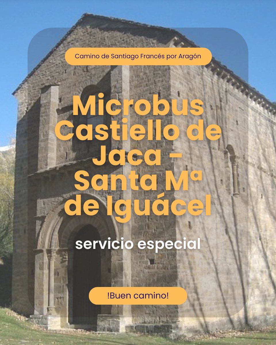 CSantiagoAragon's tweet image. Nuevo servicio de Bus a Santa María de Iguácel desde Castiello de Jaca
!Estamos súper contentos con esta noticia! Ahora hay 5 salidas diarias desde Castiello de Jaca en microbus de 12 plazas para que puedas visitar esta joya única.
Reservas en mavaragon.es/servicio-espec…