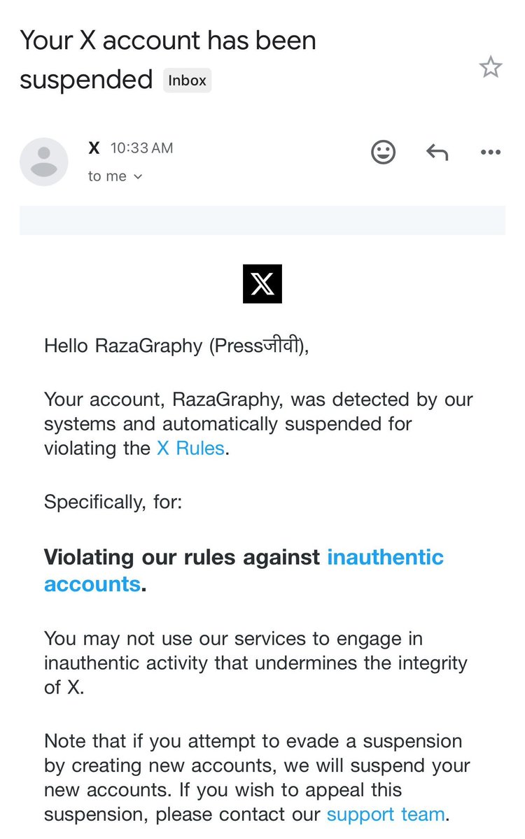 X  and <a href="/instagram/">Instagram</a> accounts of <a href="/RazaGraphy/">RazaGraphy (Pressजीवी)</a> suspended after mass reporting. 
Please look into this <a href="/mosseri/">Adam Mosseri</a> <a href="/metaindia/">Meta India</a>.