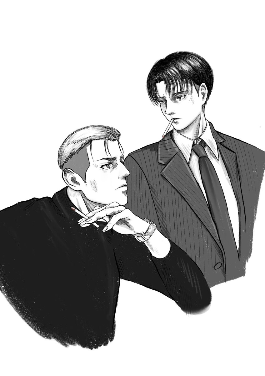 chapchapcho's tweet image. 담배 피는 아저씨들
.. 드롭
((사실 전 노담 지지자긴 합니다
#aot
#리바이 #엘빈 #levi #erwin
#리바엘빈 #에루리 #eruri #エルリ