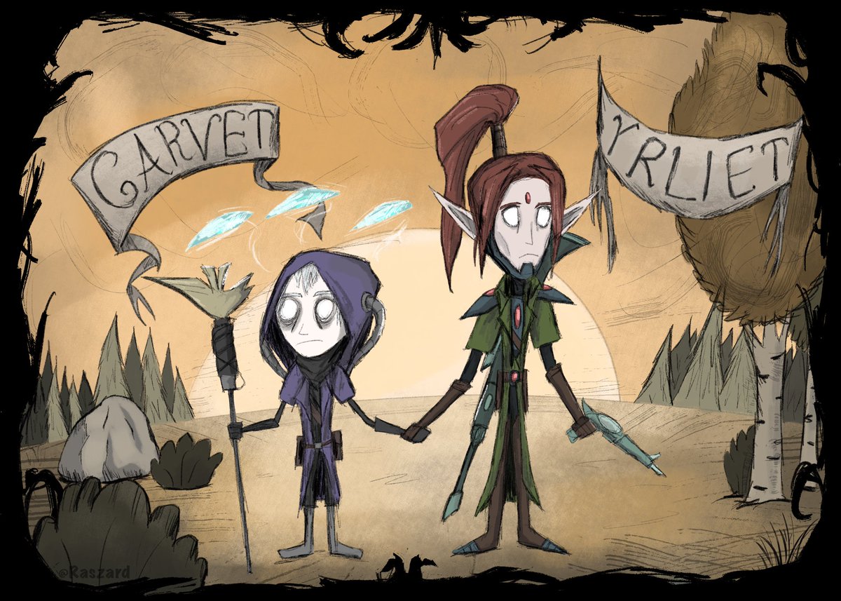 raszard's tweet image. Apart from Garvet and Yrliet, what character I can try to draw in this style?
