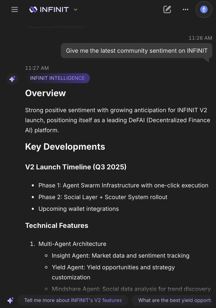 caleb_bip's tweet image. Proof of interaction with the @Infinit_Labs app today
Heard it’s an ongoing new challenge for all INFINIT yappers
So I decided to ask the insight agent this and it showed me a whole overview
According to the INFINIT agents the there are currently 6.4K people yapping about…