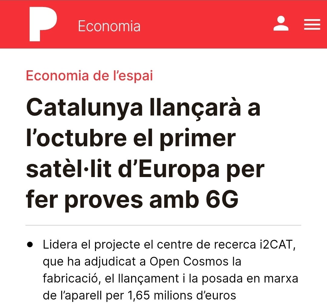 Quan ara fa 5 anys vam llançar el primer nanosatèl·lit català diferents personatges dels Comuns, del PSC i algun d'ERC em van preguntar que quantes beques menjador havia costat el programa espacial de la Generalitat. Celebro que avui ja no ho preguntin. Gran notícia.