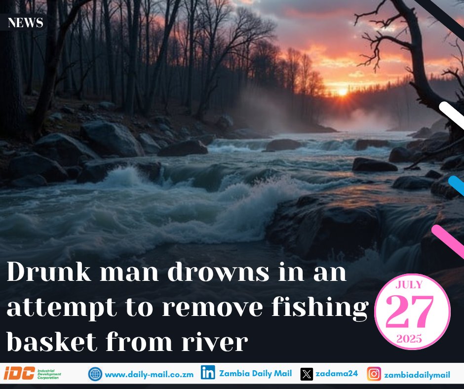 zadama24's tweet image. A 31-YEAR-OLD MAN of Kazungula who had gone fishing in an allegedly intoxicated state has drowned after falling off a dug-out canoe while attempting to remove a fishing basket from the river.

The incident happened around 07:30 hours near Royal Chuundu Lodge in Katombora Village…