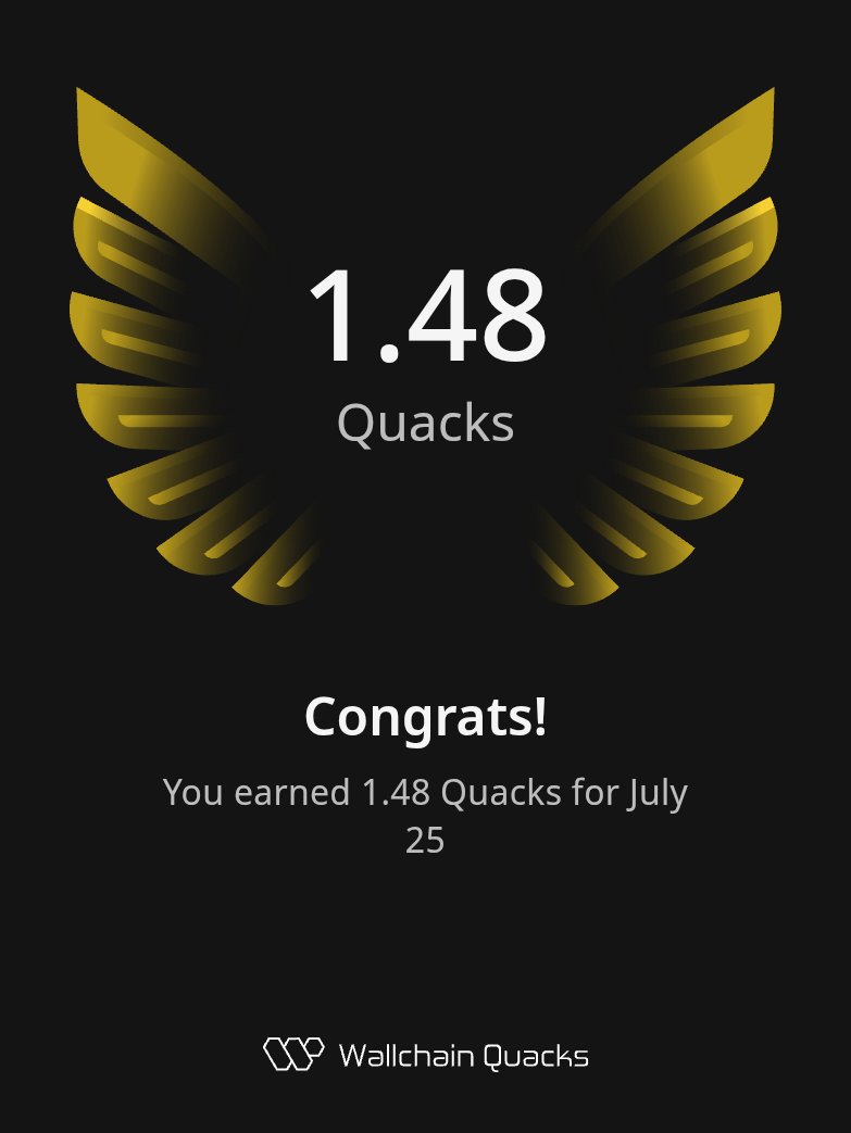 ghostofiyanu's tweet image. Just earned 1.48 Quacks on @wallchain_xyz in one day 🦆
Turn insights into rewards and climb the leaderboard 🥇
👇 Comment “gQuack” for invite and start earning