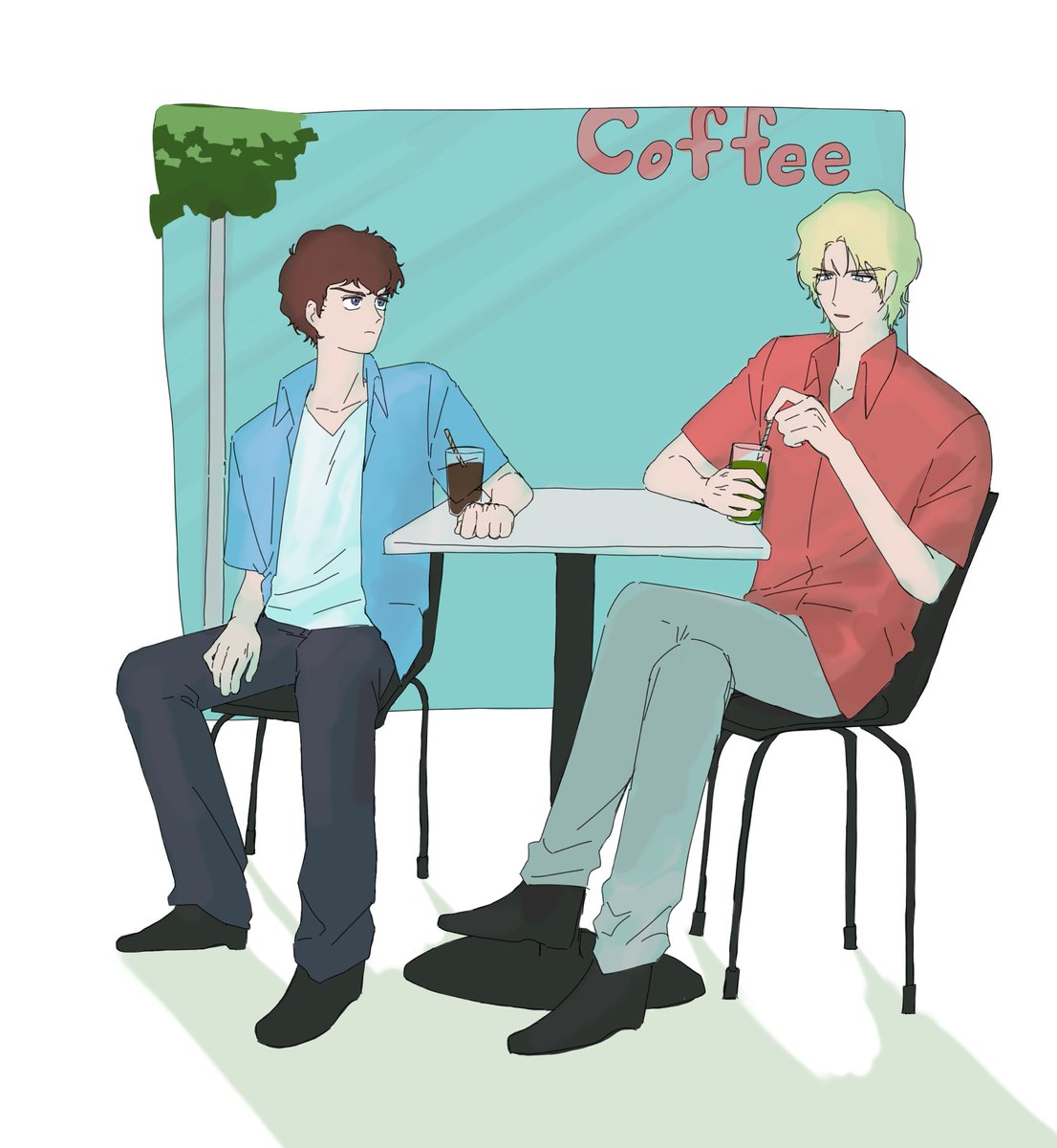 Rhrl_19's tweet image. 친구랑 한시간 전력 하자~ 하고 4시간 동안 그린…. 민생안정 받고 오랜만에 카페에 가서 종이 빨대 정책은 옳았는가 대화하는 둘(길다