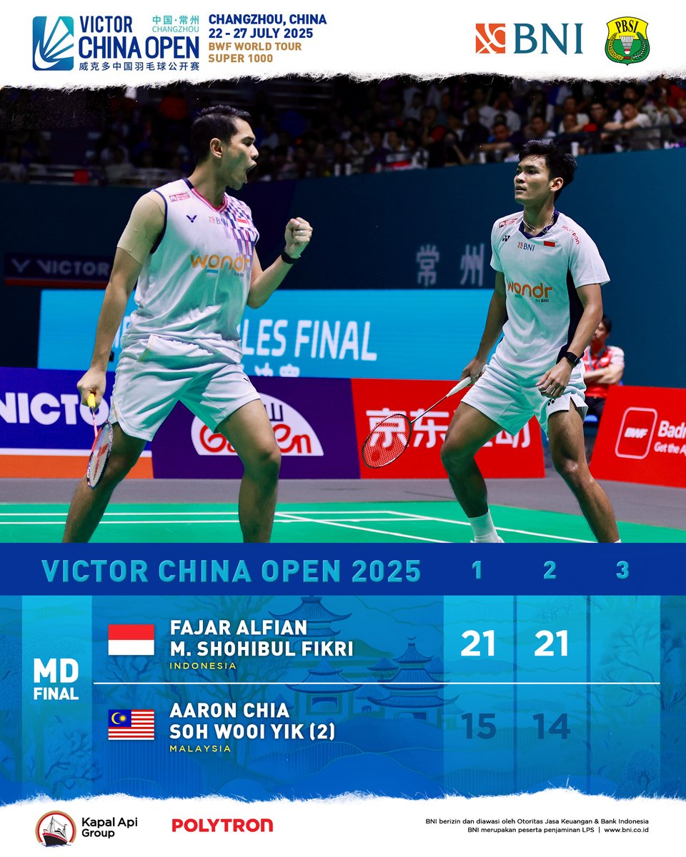 INABadminton's tweet image. DATANG SEBAGAI PASANGAN BARU, FAJAR/FIKRI TAKLUKKAN CHINA OPEN SUPER 1000.

JUARA UNTUK INDONESIA!!! 🏸🇮🇩

#BadmintonIndonesia #ChinaOpen2025