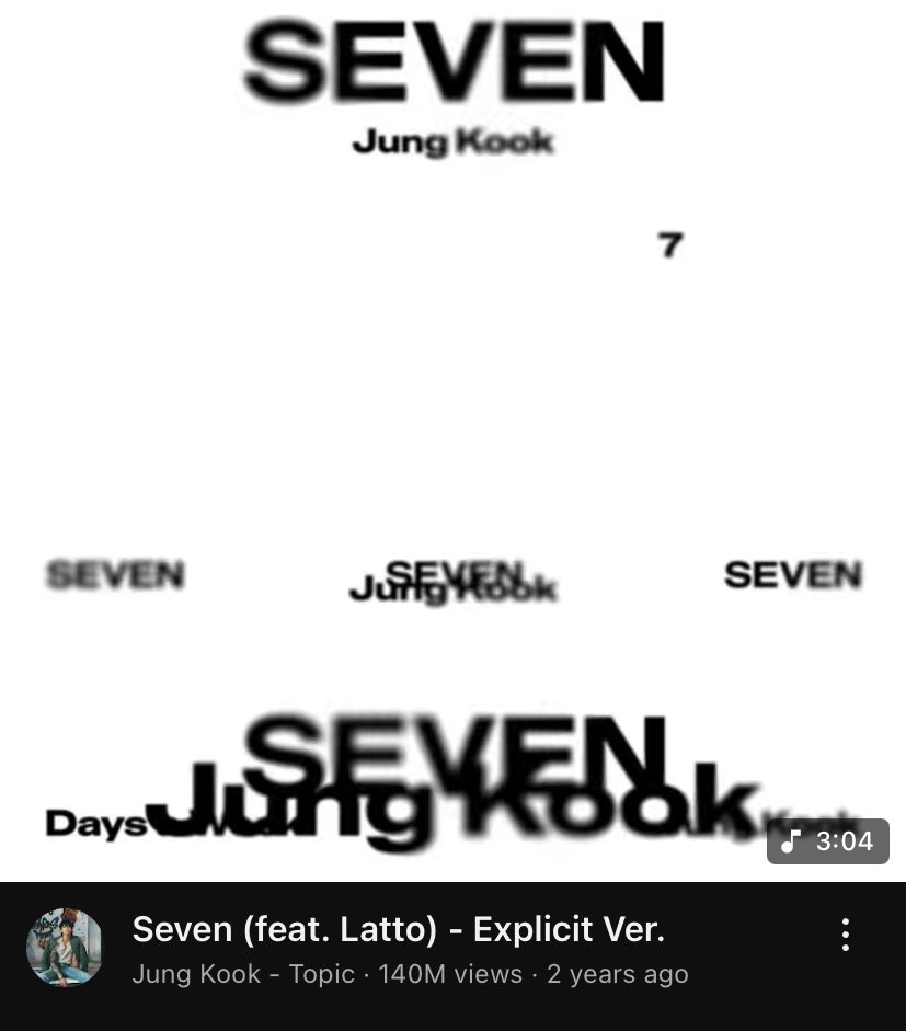 SICKTEAR7's tweet image. Seven (E) Audio by #JUNGKOOK has surpassed 140 MILLION views on YouTube π₯΅π₯π₯