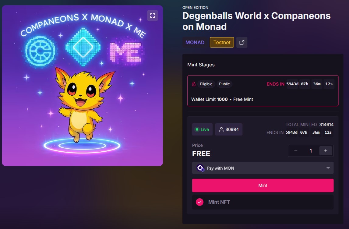 Evgenij61859806's tweet photo. Mass free mint is open 🎉 Catch your NFT without commission and enter the world of magic, bright characters and rewards! @monad @monad_net @MediaMonad
#NFT #Monad #DegenballsWorld #MintFree
Have you already collected your NFTs? Write in the comments? https://t.co/s4GeyVlhJc