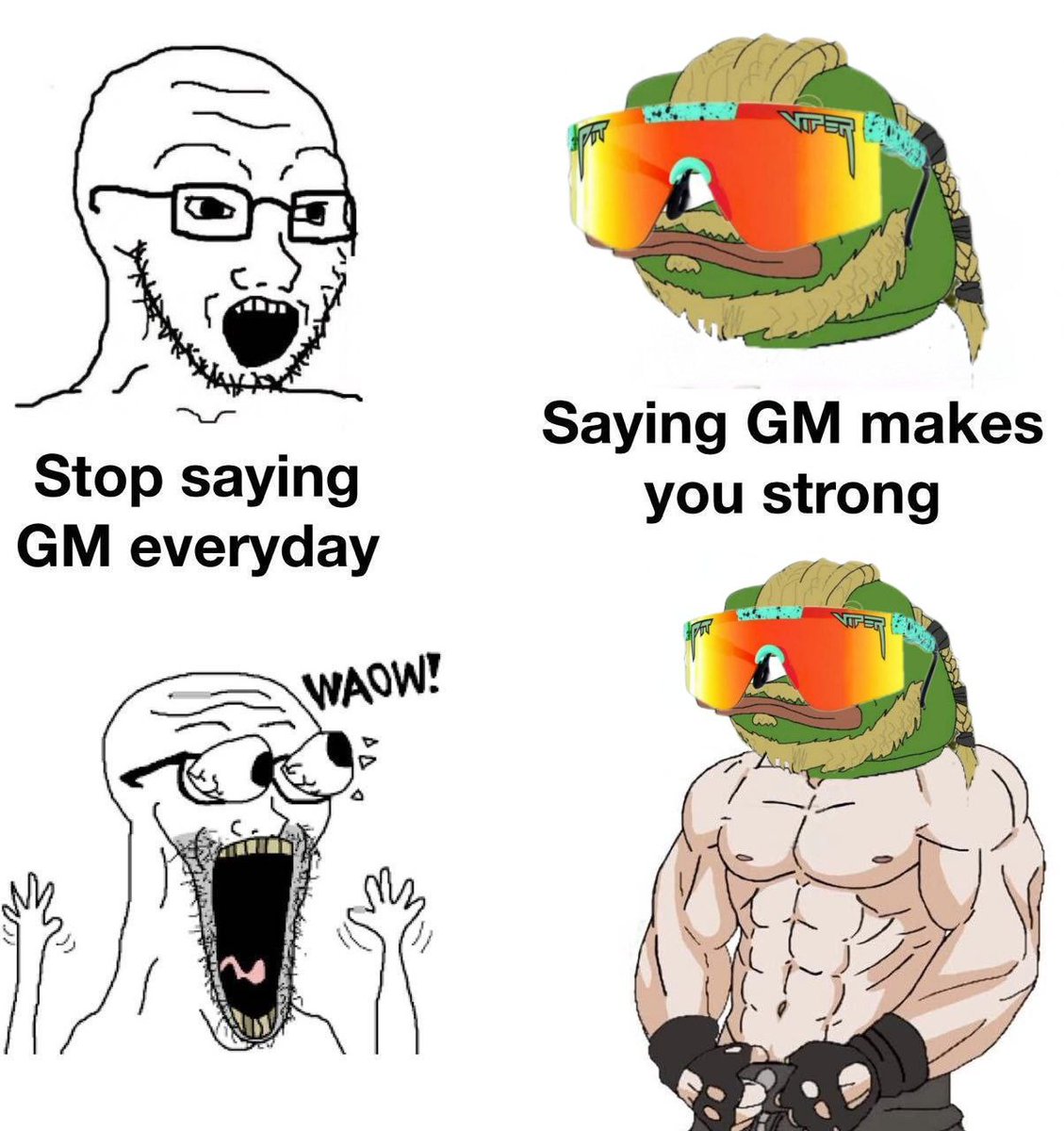 Stayfrogsty's tweet image. GM makes you strong.
