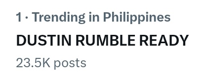 dustin_trends's tweet image. [𝗧𝗔𝗚𝗟𝗜𝗡𝗘 𝗨𝗣𝗗𝗔𝗧𝗘]

We’re still dominating the trending list in the top spot with over twenty-three thousand tweets! Let’s keep the energy alive and continue tweeting to show our unstoppable love and support for Dustin.

DUSTIN RUMBLE READY
DUSTIN RUMBLE READY…
