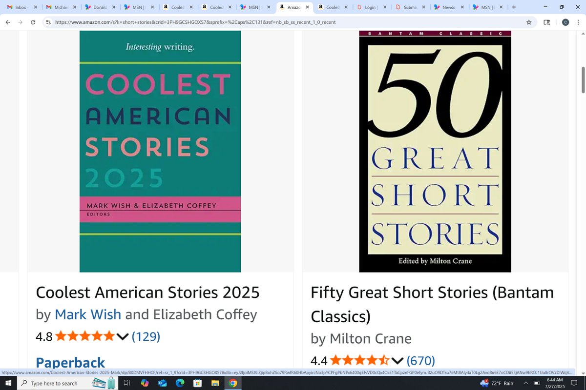 JustCoolStories's tweet image. We just searched Am for "#shortstories" & COOLEST 2025 came up on the first line, ahead of Bantam Classic's 50 Great.
Why such a high ranking?
Prob b/c 89% of CAS 2025's #readers gave it 5 stars!
To own this "unputdownable" #book in #Kindle or #Paperback:…