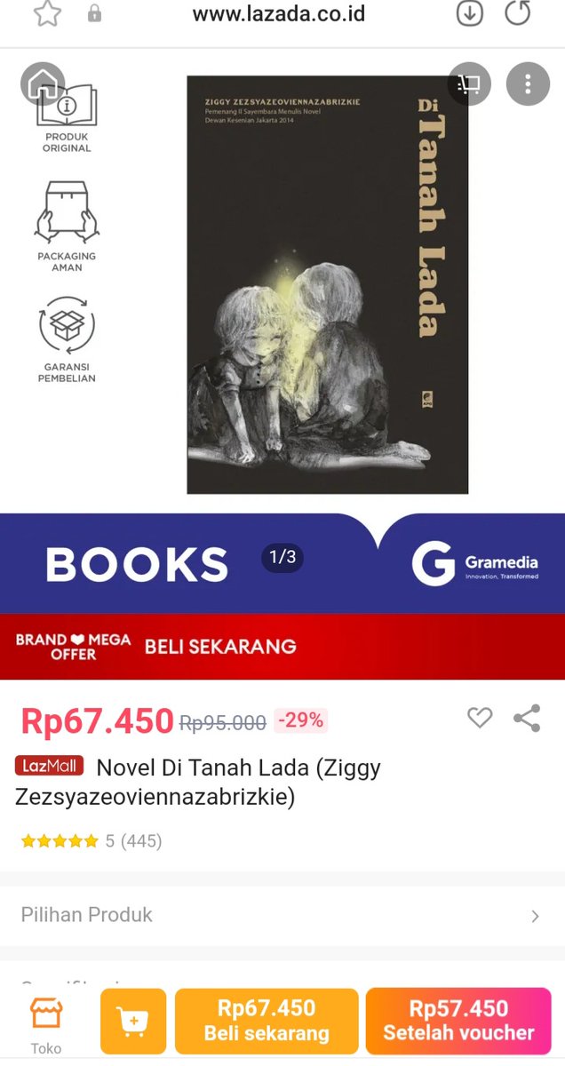 Nggak terasa  Hari Terakhir Dapet Voucher di lazada pesta gajian crazy brand mega offer s.d 80%!! udah gitu ada juga diskon s.d 250rb + Cicilan spesial bank mandiri yuk buruan belanja yg banyak 

lazada.co.id/products/pdp-i…