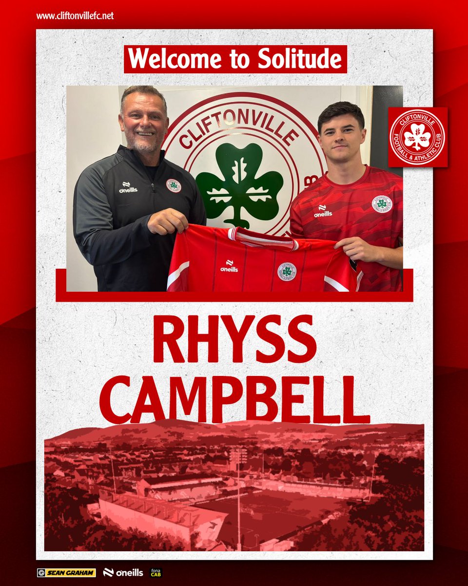 ✍️ Cliftonville Football Club are delighted to announce the signing of Rhyss Campbell from Coleraine.

➡️ cliftonvillefc.net/2025/07/27/rhy…