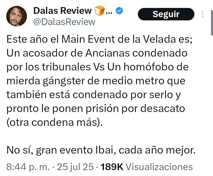 RekiMP3's tweet image. Dalas sigue con el discurso de que Ibai solo acepta delincuentes en su Velada de boxeo, pero el pambisito olvida que Frank Cuesta asistió a una de ellas además él, en su página trucha de Stardeos, aceptó a YosStoP (a quien aún defiende) y a Heisenwolf. El chiste se cuenta solo.